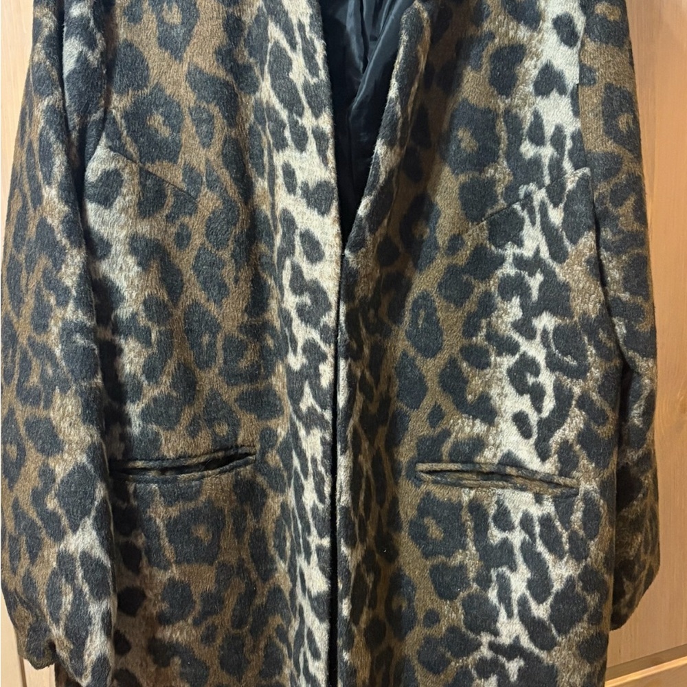 Ashley Stewart Leopard Print Teddy Jacket